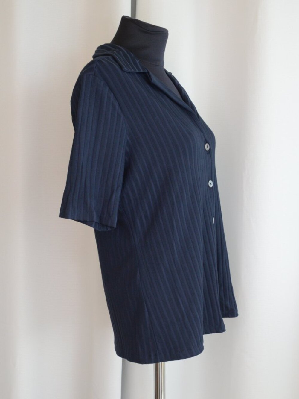 NWT Banana Republic Navy Ribbed Button Up Shirt Sz M - Picture 3 of 7